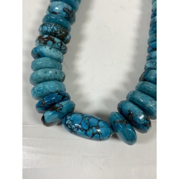 Turquoise Chunky Nugget Necklace w/ Marbled Matrix - Picture 3 of 5